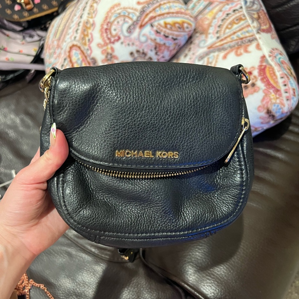 Michael Kors Black Pebbled Leather Crossbody Bag